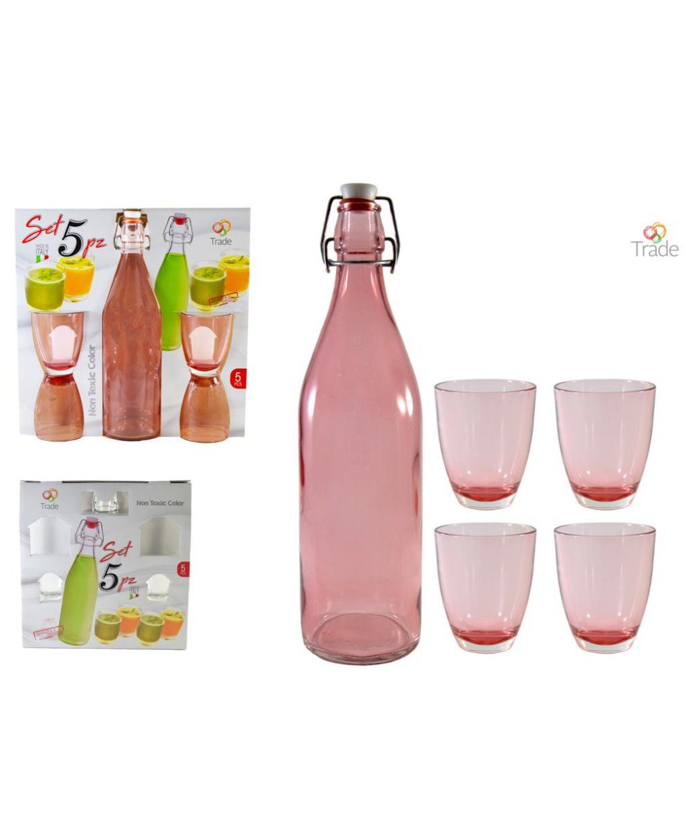 SET 5 PZ BOTT + BICC. IN CART. LINEA ALMA ARANCIO