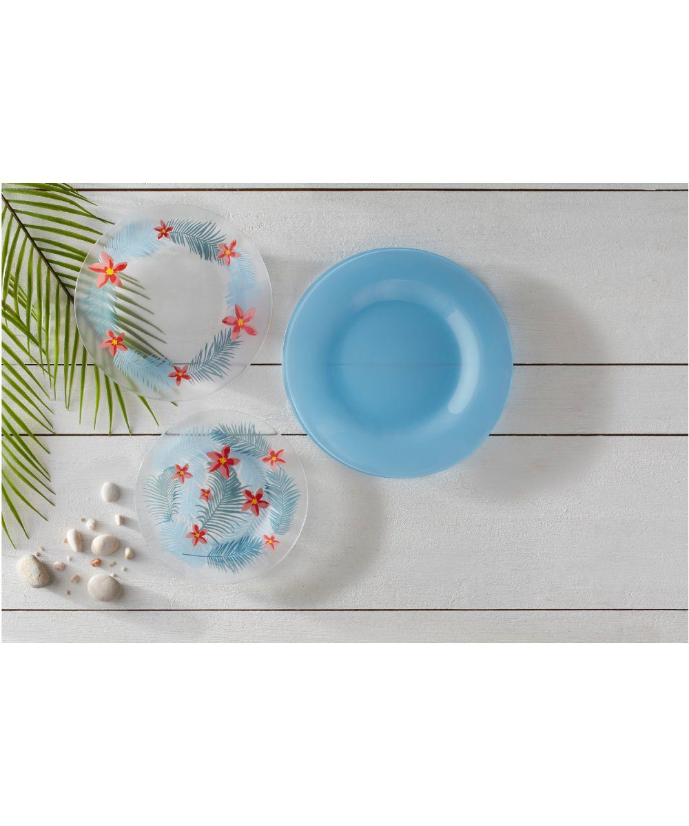 Set 18 Pezzi Piatti in Vetro Tropicale