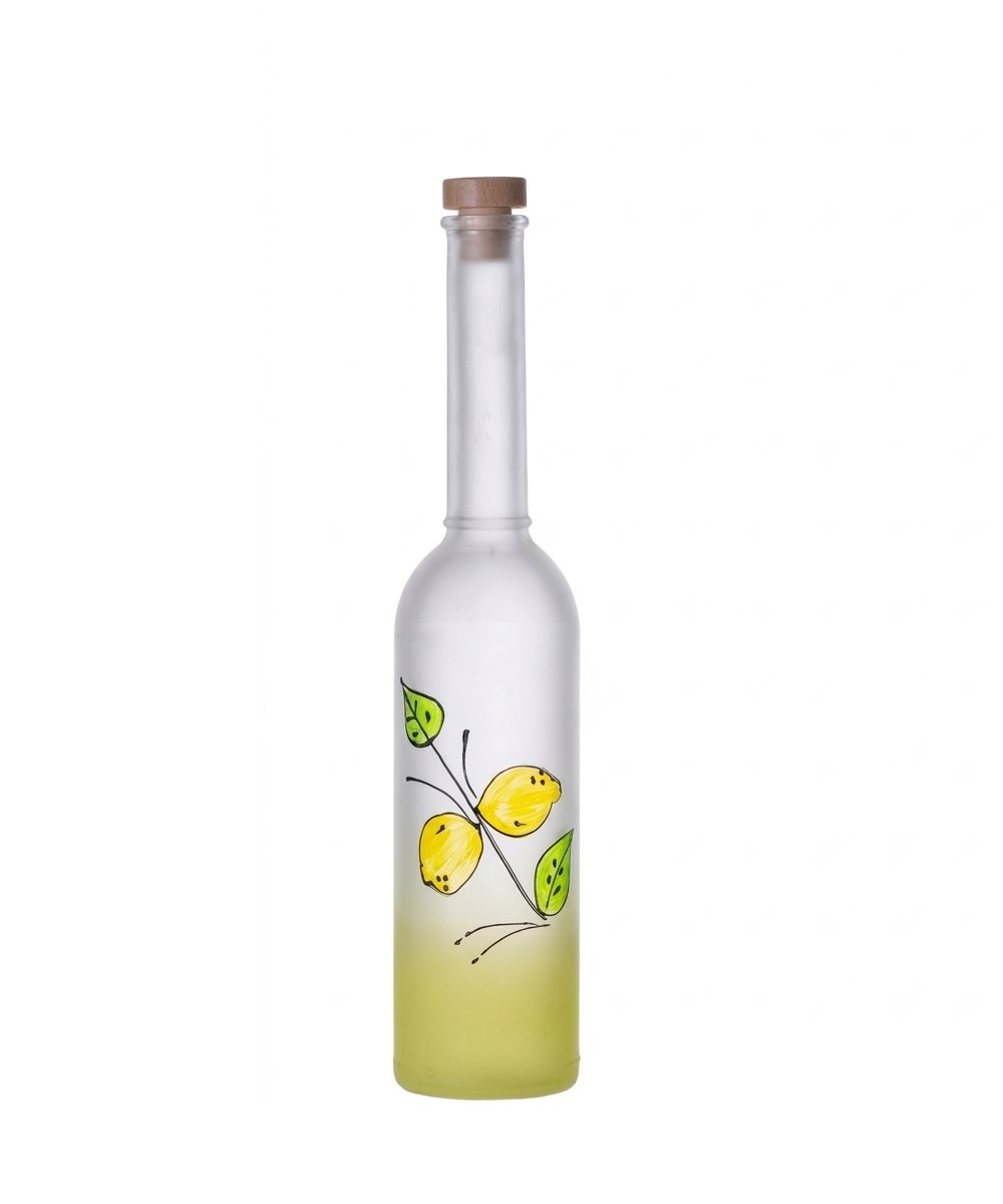 Bottiglia per Liquore ml 500 satinata gialla con limoni in pacchi da 20 pezzi