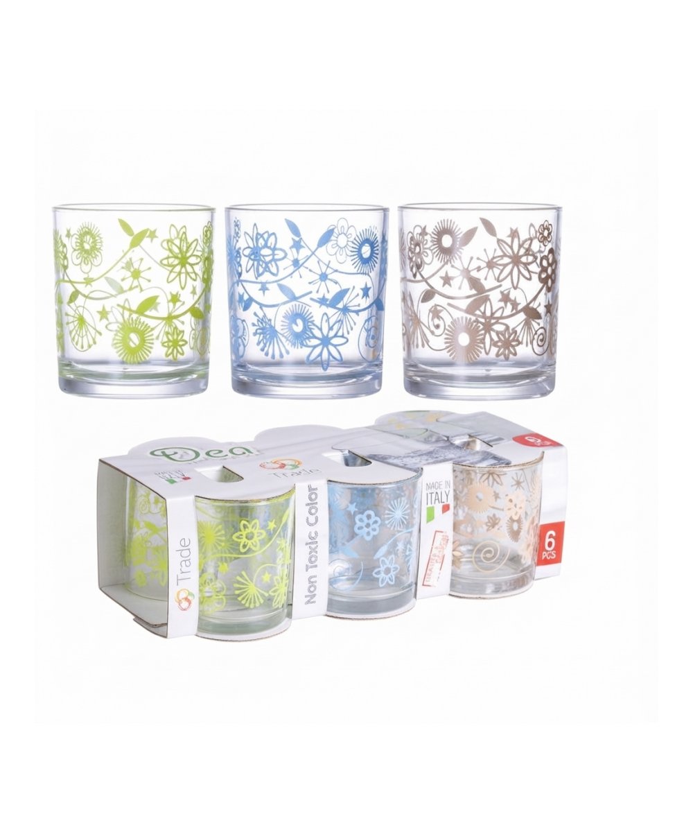 Bicchiere da tavola in pacchi da 6 pezzi decorati bloom