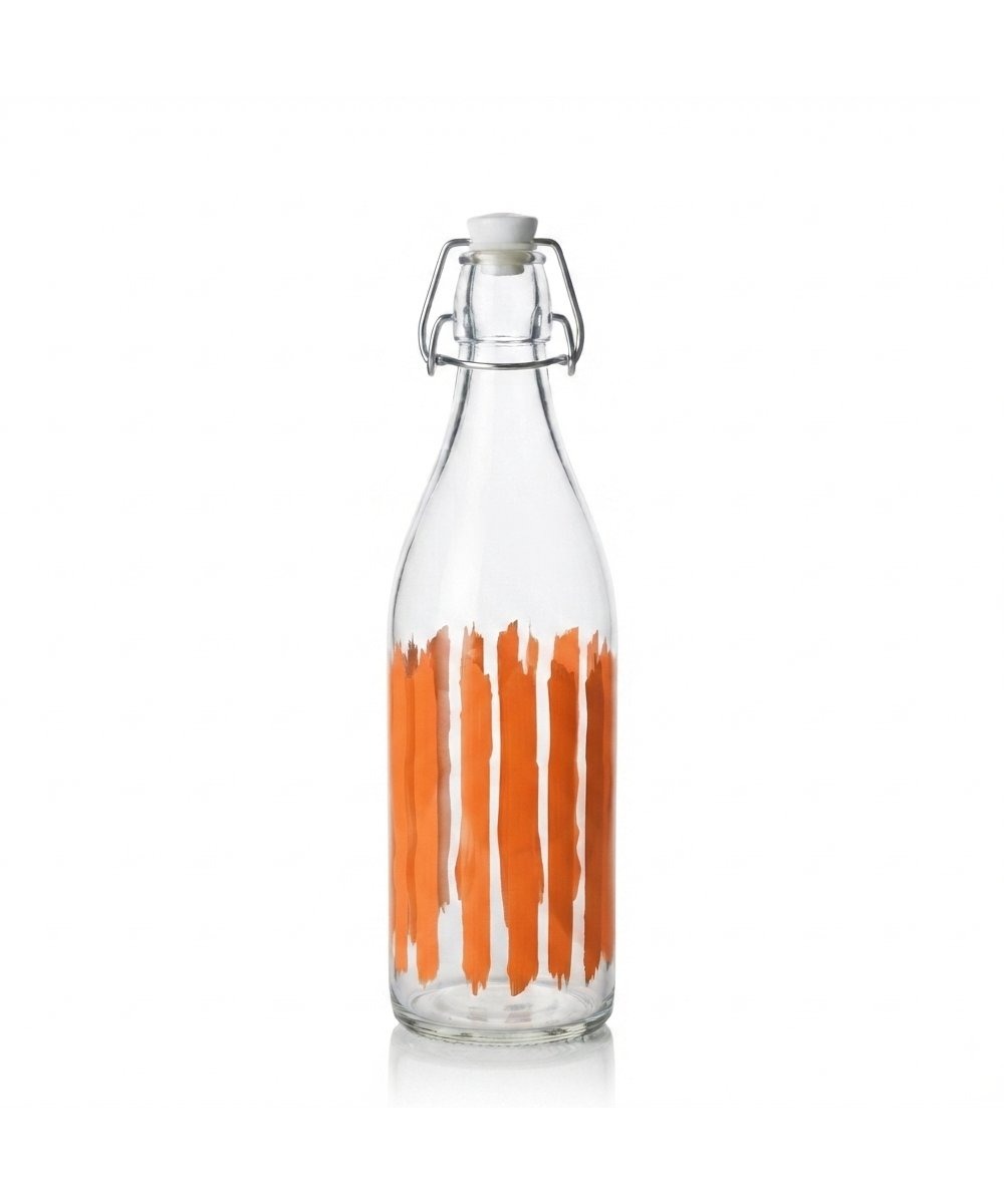 Bottiglia per Bibita 1000 ml colorata per orzata e sciroppo decoro arancione pacchi 12