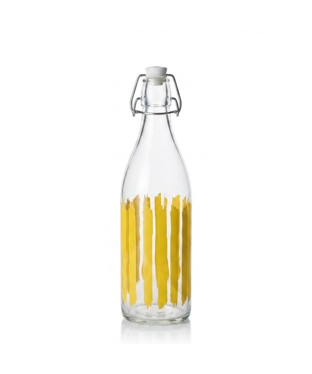Bottiglia per Bibita 1000 ml colorata per orzata e sciroppo decoro gialla pacchi 12