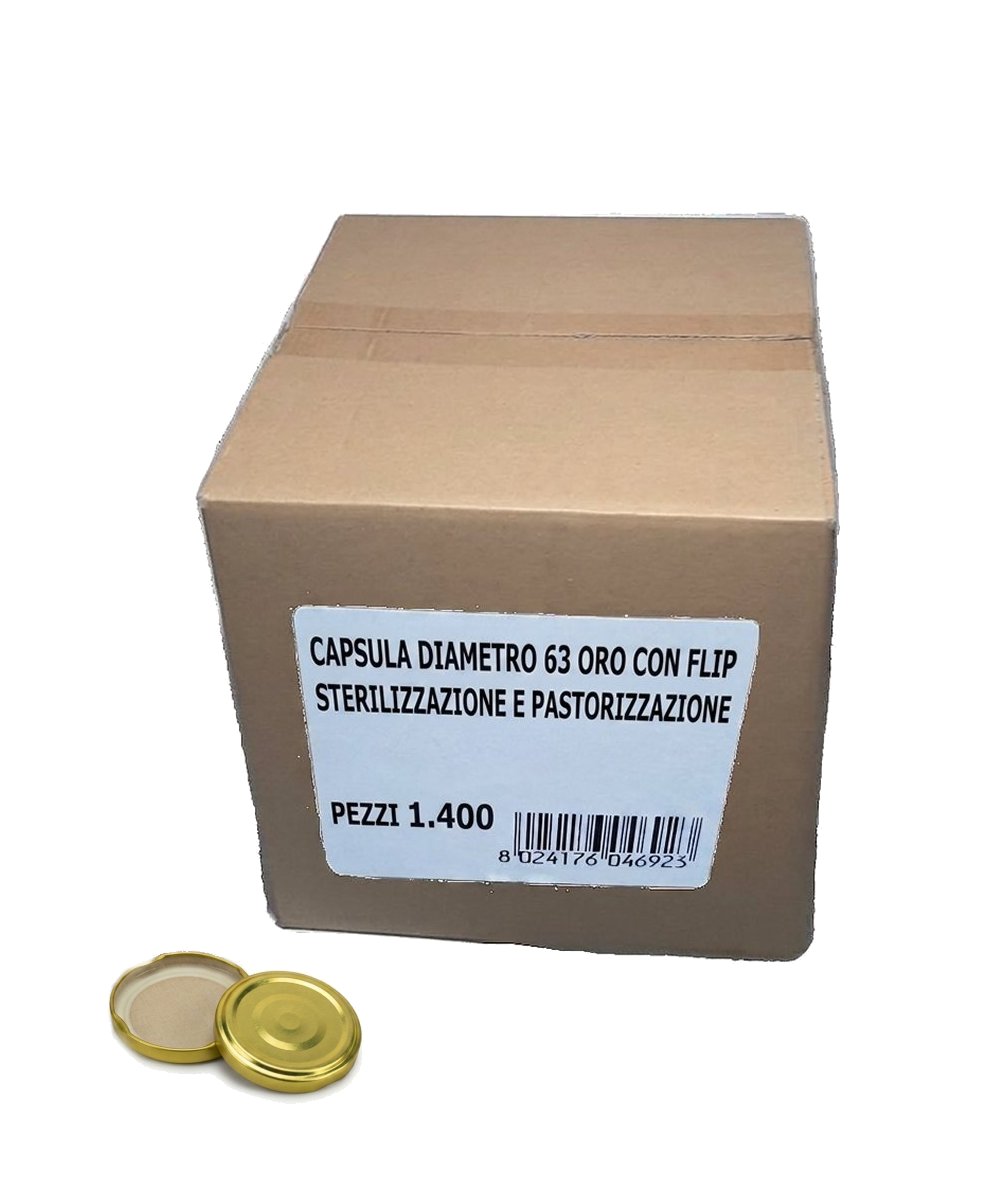 Cartone di capsula 63 oro con flip 1400 pezzi