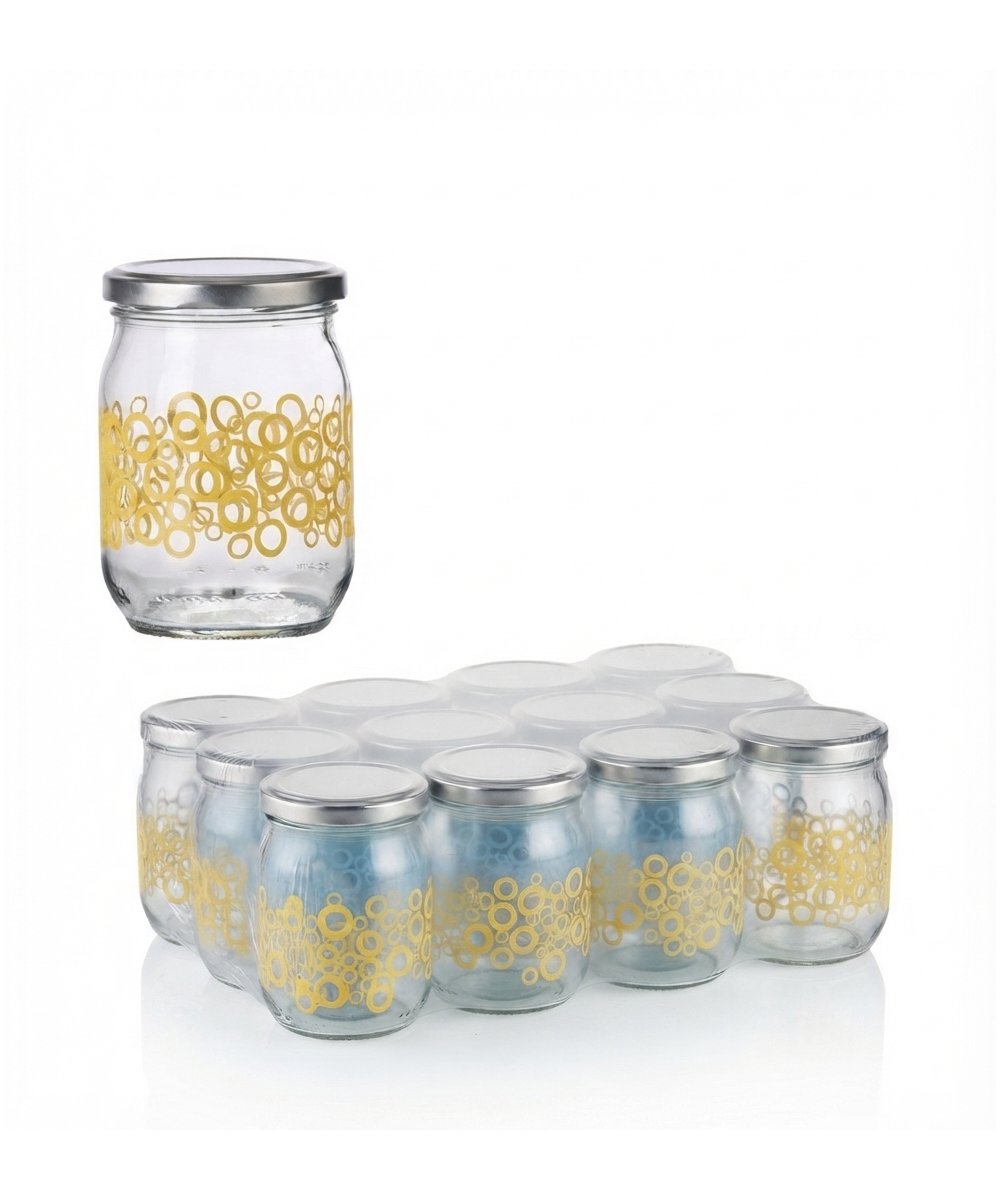 Vaso per conserve 580 ml diametro 82 in pacchi da 12 pezzi decoro bollicine giallo