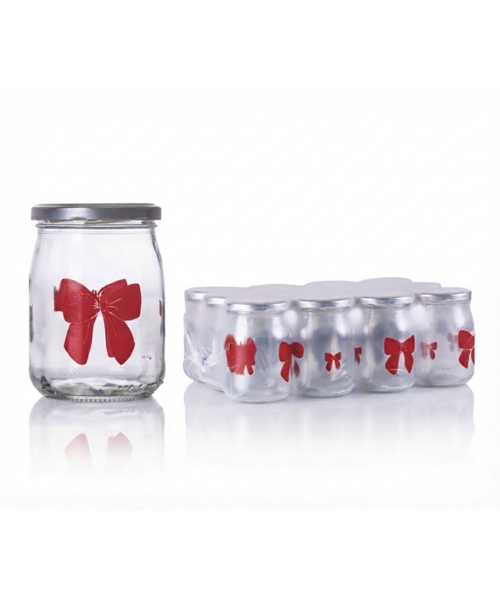 Vaso per conserve 580 ml in pacchi da 12 con tappo fiocco rosso