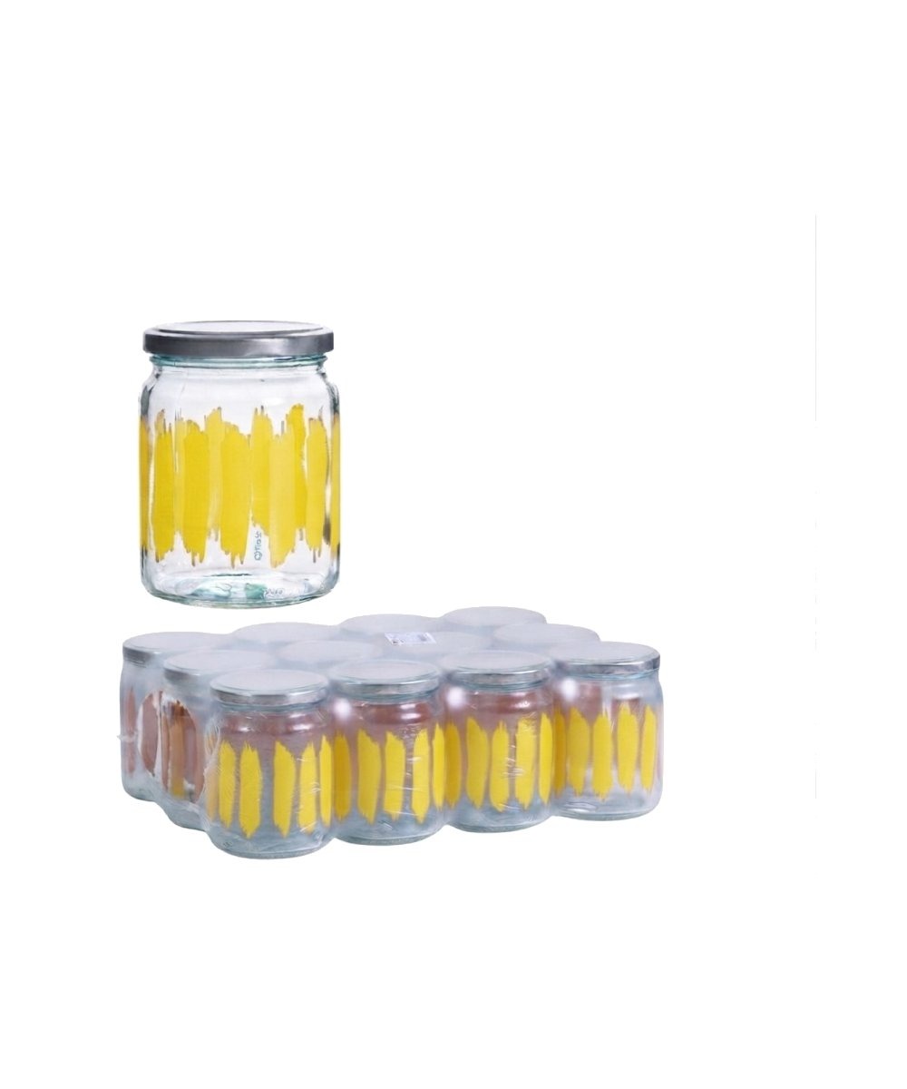 Vaso per conserve alimentari in pachi da 12 - 390 ml con tappo decoro giallo siviglia